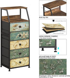 Tohomeor Nightstand with Fabric Drawers Dresser with 2 Tier Shelf Storage Tower for Bedroom Hallway Entryway Closet Organizer Sofa Beside Table Furniture (Multi, 5 Drawers)