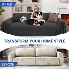 Couch Cover for Dogs, 78"x150", Washable Sofa Covers for 3 Cushion Couch, Couch Covers for Sectional Sofa L Shape, Soft Pet Couch Cover, Sofa Slipcovers Living Room, Dark Grey