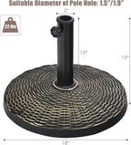 Giantex 22 lbs Patio Umbrella Base, 18 Inch Round Outdoor Umbrella Stand for 1.5'' or 1.9'' Diameter Pole, Heavy Duty Market Umbrella Holder for Garden Beach Yard Poolside Lawn, Bronze