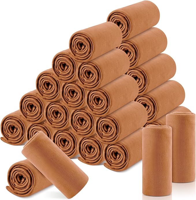 Newwiee 12 Pcs Fleece Throw Blankets Bulk 50'' x 60'' Oeko-tex Standard 100 Certified Spring Outdoor Wedding Guest Blankets Lightweight for Sleepover Donation Lap Pet Sofa Home (Rust Red)