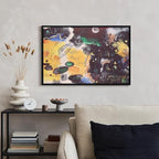 Charouse 1 Piece Framed Wall Decor Painting Gold Black Abstract Modern Pastoral Artistic Wall Art for Living Room Office Bedroom Cafes Urban Fields Sky Pictures Christmas GIft Wall Decor 24 * 16 Inch
