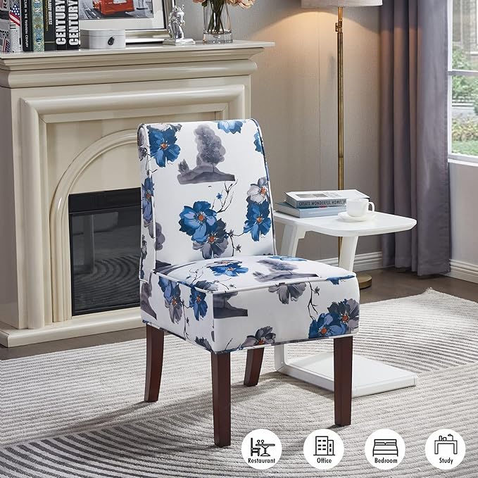 Traditional Fabric Accent Chair, DRM'SCUUM Modern Accent Chair for Living Room Soft White Velvet with Ink Paint Pattern,Comfor Seat,Sturdy Frame and Rubber Wood Legs