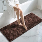 Yimobra Long Bathroom Rugs Runner 60x24 Inch, Extra Thick Soft Absorbent Chenille Bath Mat, Non Slip Machine Washable, Quick Dry Bath Rugs for Bathroom Floor, Tub and Shower, Brown