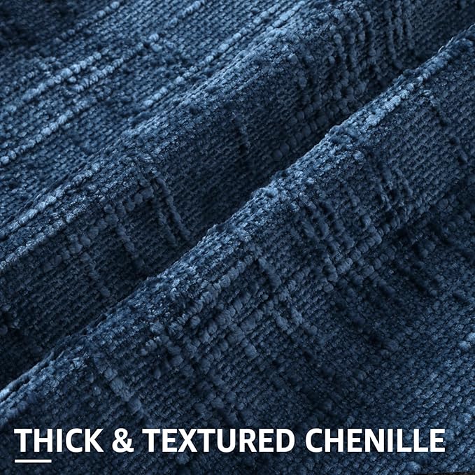 decorUhome Spring Navy Blue Chenille Throw Pillow Covers 12x20 Set of 2 Textured Soft Cozy Slubby Couch Pillow Covers Modern Farmhouse Boho Decorative Pillow Cases for Bed Sofa Living Room