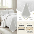 Southshore Fine Living, Inc. XL Twin Quilt Set, Microfiber Quilted Bedspread, White Bedding Twin Coverlet w/Pillow Sham, Pet Hair Resistant Bedding Coverlet Set, Quilted Comforter, Bright White Quilt