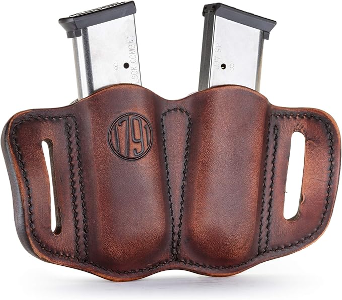 1791 Gunleather Mag Holster 2.1 - Double Mag Pouch for Single Stack Magazines, OWB Magazine Pouch for Belts