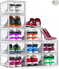XX Large Clear Shoe Storage Box Organizer for Closet, 9 Pack Thicken Hard Plastic Stackable Shoe Sneaker Rack Display Case Container Bins Organizer, Easy Assembly, Clear
