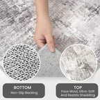 IOHOUZE Abstract Area Rugs and Runners Sets 2x6 and 3x5 Ft, Washable Entryway Rug and Runner Set, Non Slip Kitchen Rug Set, Printed Faux Wool Modern Floor Carpet for Hall Kitchen Entrance, Grey Beige