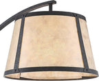 Franklin Iron Works Oak River Rustic Mission 66 1/2" Tall Arc Floor Lamp with Smart Socket Dark Gray Metal Warm Wood Natural Mica Blond Shade for Living Room Reading Family Bedroom Office House