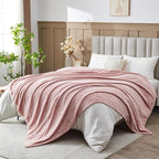 NEWCOSPLAY Super Soft King Blanket Dusty Pink Premium Silky Flannel Fleece Leaves Pattern Lightweight Bed Blanket All Season Use (Dusty Pink, King(90"x110"))