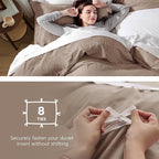 Bedsure Khaki Duvet Cover Twin/Twin XL Size - 2 Pieces Prewashed Cotton-Like Extra Soft Bedding Set, Includes 1 Twin Duvet Cover 68x90 Inches with Zipper Closure & 1 Pillow Sham, No Comforter