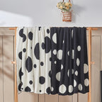 CozeCube Super Soft Fullfy Microfiber Reversible Knitted Blankets, Warm Cozy Fuzzy Plush Throw, Black and White Polka Dot Throw Blanket for Couch Bed Sofa, 50" x 60"