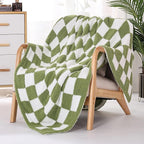 Panku Checkered Blanket, Ultra Soft Green Checkered Throw Blanket, Warm Fluffy Checkerboard Blanket for Couch and Sofa (50x60 Inches, Green)