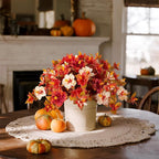 Fake Fall Flowers Artificial for Outdoors Decoration, 2PCS Faux Fall Flowers for Outdoor Planters, Autumn Hibiscus UV Resistant No Fade for Home Porch Patio Garden Balcony Yard Indoor Decor