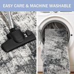 IOHOUZE Abstract Runner Rug 2x10 Ft Washable Runners for Hallways, Non Slip Kitchen Runner Printed Faux Wool Entryway Runner Indoor, Modern Abstract Floor Carpet for Hall Kitchen, Black Gey