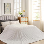 Oversized King Fleece Blanket 120x120 Inches, Seamless Soft Cozy 3D Jacquard Flannel Blanket 10'x10' Extra Large for Bed, Sofa, Couch, Travel & Camping, California King Throw, Ivory White