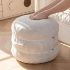 HIGOGOGO Pouf Ottoman Stuffed Round Modern Foam Filled Foot Rest Poufs 20 X 18 Inches Modular Ottomans Separated Into Floor Cushions for Living Room Chair Decorative Stool, Beige