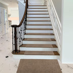 PURE ERA Bullnose Carpet Stair Treads Set Tape Free Non-Slip Indoor Stair Protectors Pet Friendly Rugs Covers Soft Skid Resistant Washable Reusable 9.5" x 30"(2 Pieces, Camel Brown)