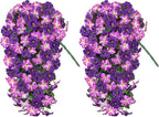 HyeFlora Artificial Flowers for Outdoors, 2pcs Faux Hanging Morning Glory Silk Fake Flowers Lifelike Artificial Plants UV Resistant Flowers for Outside Planter Patio Garden Porch Decor (Purple Red)