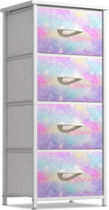 Sorbus Kids Dresser with 4 Drawers - Storage Chest Organizer Nightstand - Steel Frame, Wood Top, Tie-Dye Fabric Bins for Clothes - Wide Furniture for Bedroom, Hallway, Nursery, Closet, & Apartment