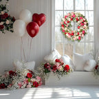 22 Inch Valentine‘s Day Wreath - Tulip Wreath for Front Door, Artificial Tulip Flower Wreaths with Green Leaves, Spring Summer Holiday Front Door Decor, Welcome Wall Hanging