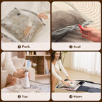 Vacuum Storage Bags for Travel with Rechargeable air Pump, 18 Pack Carry-on Size Compression Packing for Luggage and Suitcase, Space Saver Bags for Clothes and Clothing Travel