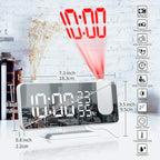 Projection Alarm Clock for Bedroom Ceiling Digital Clock Radio with USB Charger Ports 180° Rotatable Projector, 12/24H,Snooze,Dual Loud Alarm Clock (White)