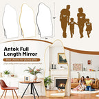 Antok Full Length Mirror, 76"x36" Floor Mirror with Stand, Standing Hanging Leaning Irregular Mirrors for Bedroom Living Room Entryway, Cloud Shaped, Golden