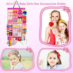 Vimiv Hair Bows Holder & Organizer w/Large Capacity, 16 Ribbons, Bows Organizer, Baby Hair Accessory Storage Display w/Sturdy Rope, Wall Hanging for Girl Room-Purple