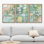 MUDECOR Framed Wall Art Print Set Vibrant Textured Abstract Multi-Colored Illustrations Modern Art Boho Decorative Colorful Chic for Living Room, Bedroom, Office - 16"x24"x3 Natural