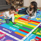ABC Carpet, Kids Rugs for Playroom, Educational Play Mat for Kids, Preschool Rugs with ABC, Numbers, Animals Learning Carpet for Bedroom Playroom Classroom Baby Toddler Children (Blue, 118X78.7 INCH)