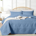 akkialla Full/Queen Quilt Set, Boho Style in a Solid Color, Bluish Grey Lightweight Microfiber Bedspread, Soft and Breathable Coverlet for All Seasons, 3-Piece Bedding Set (1 Quilt, 2 Pillow Shams)