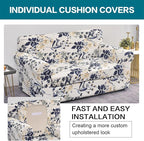 KRFOONN 3 Piece Stretch Sofa Couch Covers for 2 Cushion Couches Printed Sofa Loveseat Slipcover with 2 Separate Seat Cushion Covers Washable Sofa Slip Covers Furniture Protector (Loveseat, 27), Medium