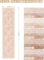 Runner Rug 2x10, Ultra-Thin Kitchen Rugs Non Slip Washable Rugs for Entryway Rug, Kitchen Runner Low Pile Vintage Soft Carpets for Living Room, Bathroom Bedroom (Pink,2'x10')