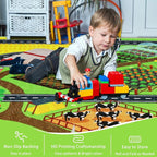 Kids Rug Play Rug for Toy Cars, 39.4"×59" Farm Life Road Traffic for Playroom Kid Car Road Mat Village Map Play Mat Non-Slip Washable Carpet for Toddler Boy Family Tummy Time Playtime