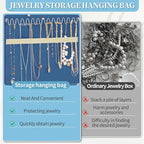 GMAK Hanging Jewelry Organizer with Hanger Metal Hooks, Double-Sided Jewelry Holder Accessories Organizer Storage Roll for Jewelry, Earrings, Bracelets, Necklaces, Rings - Navy Blue