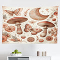 Ambesonne Mandala Tapestry, Medieval Witchcore Art Mushroom Butterfly and Crescent with Leafy Details, Fabric Wall Hanging Decor for Bedroom Living Room Dorm, 45" X 30", Dark Salmon Eggshell