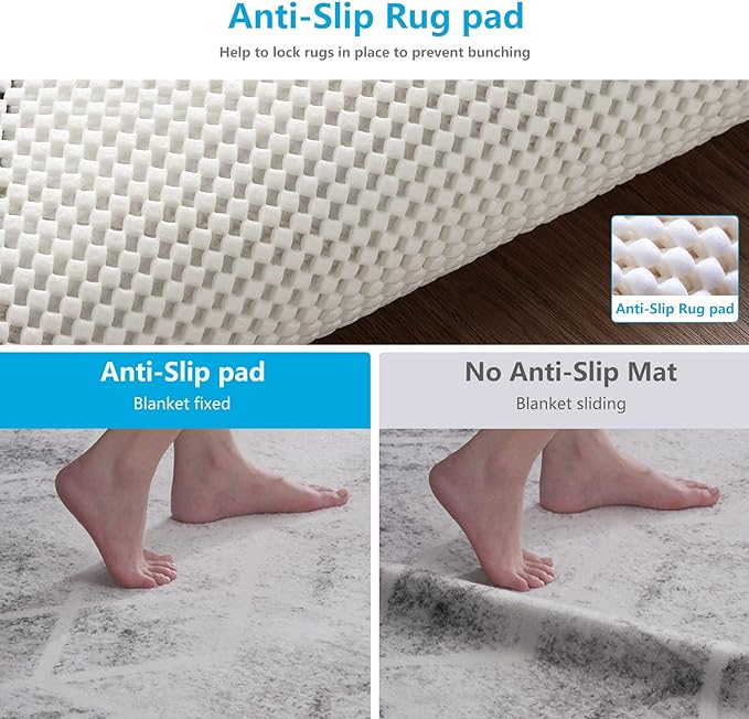 Non Slip Area Rug Pads Non Skid Rug Gripper 8x10 Feet Extra Thick Pad Anti-Slip Carpet Rug Mats for Hardwood Surface Floors, Keep Rugs Safe and in Place (8 x 10 Ft)