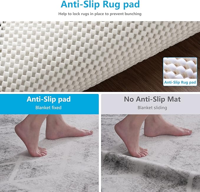 Non Slip Area Rug Pads Non Skid Rug Gripper 4x6 Feet Extra Thick Pad Anti-Slip Carpet Rug Mats for Hardwood Surface Floors, Keep Rugs Safe and in Place (4 x 6 Ft)