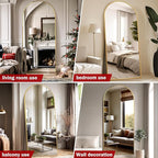 Suidia Arched Full Length Mirror, 71"x32" Floor Mirror Freestanding, Floor Standing Full Body Mirror with Stand for Bedroom, Hanging Leaning Mounted for Living Room Cloakroom, Gold