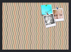 PinPix 28x20 Inch Cork Bulletin Board. This Decorative Framed Pin Board Comes with Multi Color Waves Design and a Satin Black Frame. Ideal for Home Office Decor or Message Board (PinPix-565)