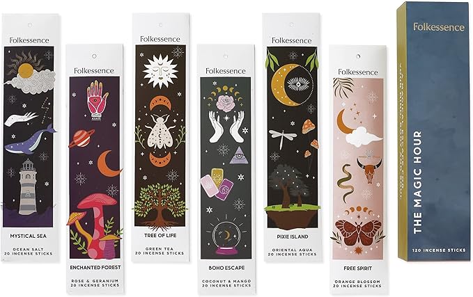 Folkulture Incense Sticks (120 Sticks) | Set of 6 Premium Incense Sticks For Relaxation, Aromatherapy| No Charcoal, Organic, Non Toxic, 45 Mins, Long Burning Coconut, Mango,Aqua, Orange Insence-Sticks