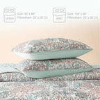 Exclusivo Mezcla Reversible Boho Quilts King Size, Aqua Bedspreads Lightweight Coverlet All Season Paisley Quilt Bedding Set with Printed Floral Pattern (1 Quilt, 2 Pillow Shams)