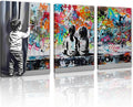 Novatique Banksy Canvas Wall Art Street Graffiti Wall Art Behind the Curtain Print Pictures Modern Cool Painting Pop Art Wall Decor for Living Room Bedroom,24" x 36" x 3pcs