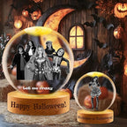 Customizable Halloween Crystal Ball Engravable Photo Text Personalized Luminous Snow Globe Suitable for Halloween Party Decorations to Create A Spooky Atmosphere