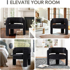 COLAMY Modern Velvet Accent Chair, Upholstered Barrel Chair, Comfy Side Arm Chair with 3 Legs for Living Room, Bedroom, Reading, Black