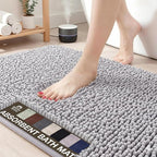 Neater Home Plush Bathroom Rugs 30x20 Thick Chenille Quick Dry Microfiber Absorbent Bath Mat, Soft Bath Rugs, Machine Washable Bathroom Floor Mat for Tub Shower Sink, Home Decor Accessories, Gray