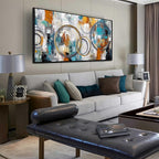 Abstract Wall Art For Living Room Large Size - Modern Wall Art For Bedroom - Black Framed Wall Art for Office Size 29" x 59"