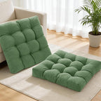 Tromlycs Floor Cushions Pillows for Adults Sitting Large Square Seating Pillow Gel Memory Foam 20 x 20 x 4 Inch Green Set of 2
