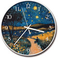 8 inch Silent Battery Operated Wall Clock, Decorative Round Wall Clock, Men Under The Starry Night